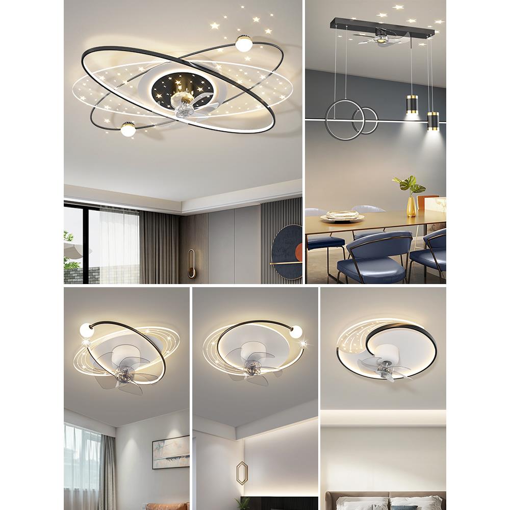 客厅卧室风扇QH-2023-灯头静节音能吸顶灯简约摇家用体隐形餐厅吊