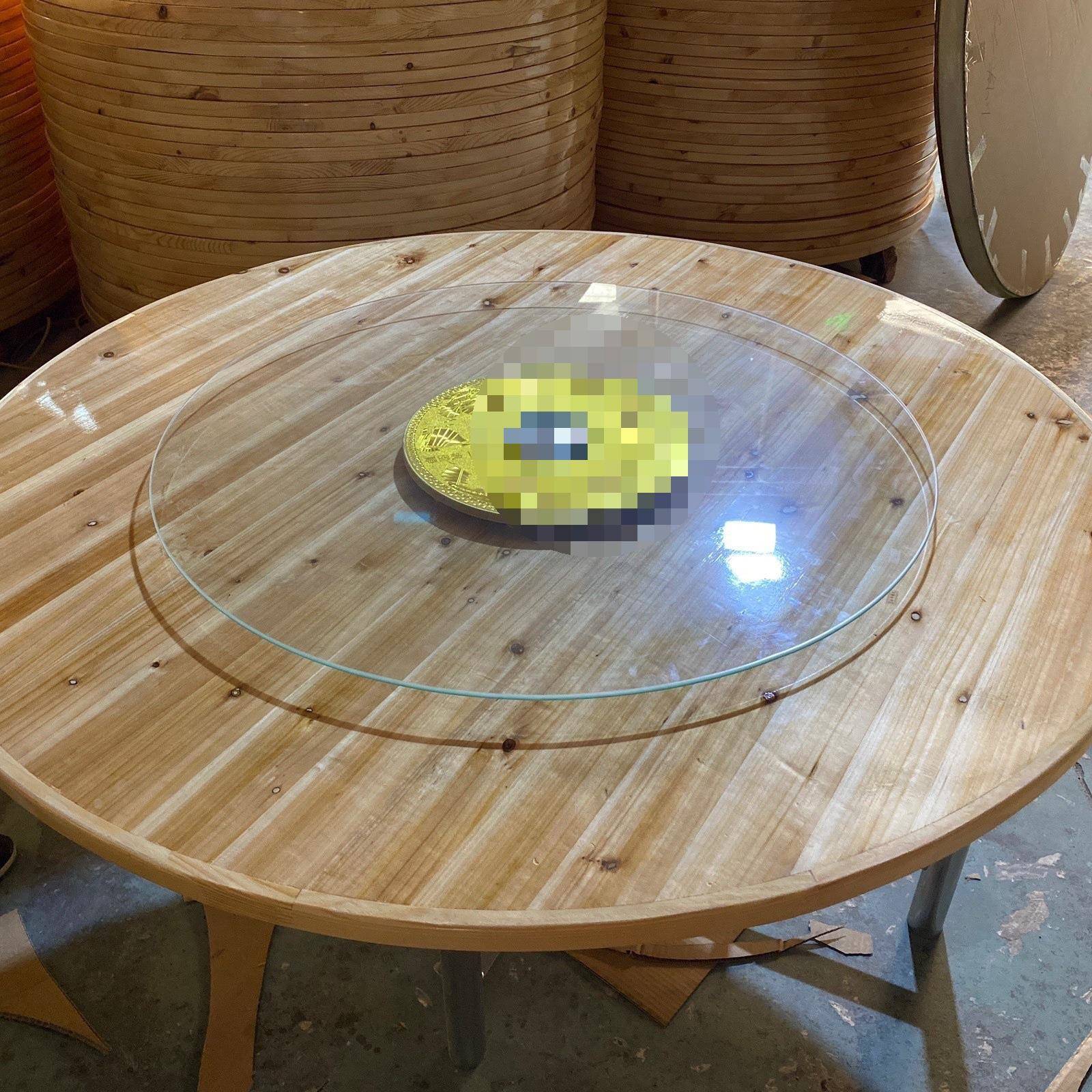 实木店折1叠餐桌M6W949EW0人15人家用饭大圆桌带转盘堂餐馆食台面