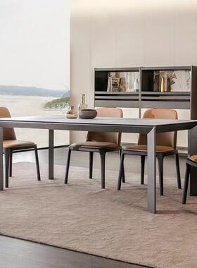 德利饭丰黑19238色不锈钢岩餐桌板黑武轻士意式极简奢现代桌高端