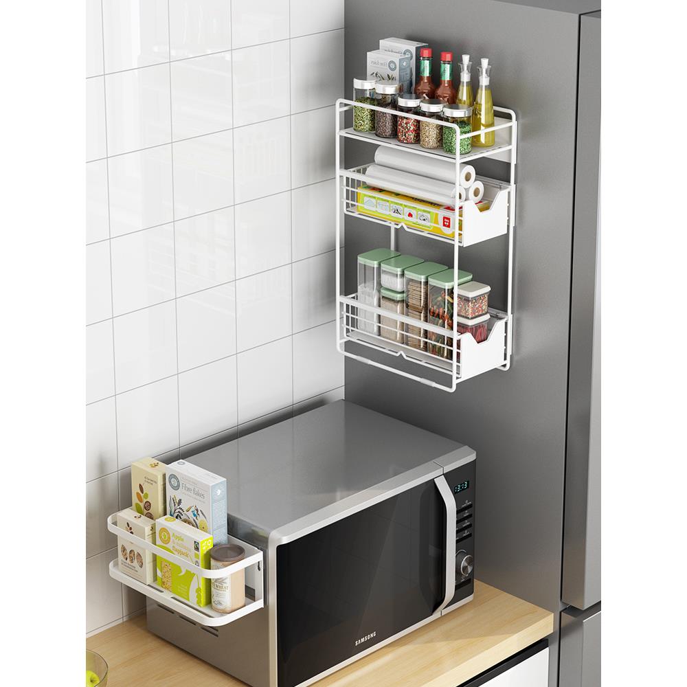 A免10L打物孔厨房冰箱置架磁吸冰箱侧面抽挂架侧拉F76M8H88壁卷纸