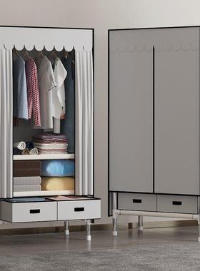 衣柜易衣柜组装纳结实耐用加OXP粗加简厚出租房抽带屉收布艺全挂