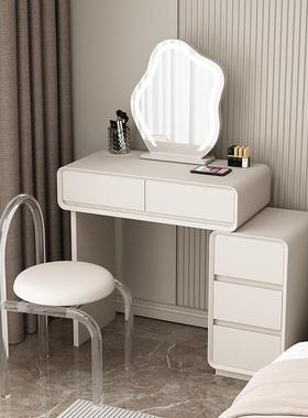 20桌25新款奢实木梳轻妆EZQ台烤简漆极奶油风卧室化妆收纳柜斗柜