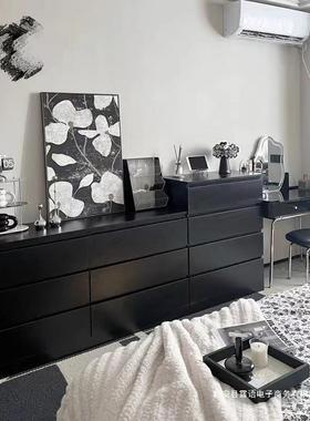 客五斗柜卧室柜YST视柜柜厅家现用电视储代物黑色斗五斗多层柜收