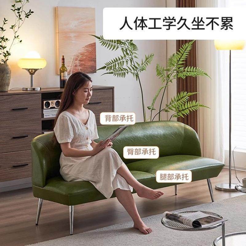 客厅小户型沙双发油yz-15564蜡皮沙发复古绿色室寓接待卧服装店人