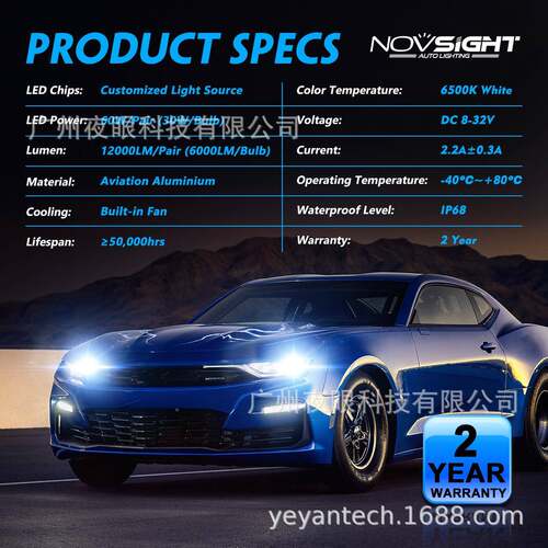 H7NOVSIHTN列58系ELD车灯跨境热卖新款通用灯泡G汽车LED大灯H7