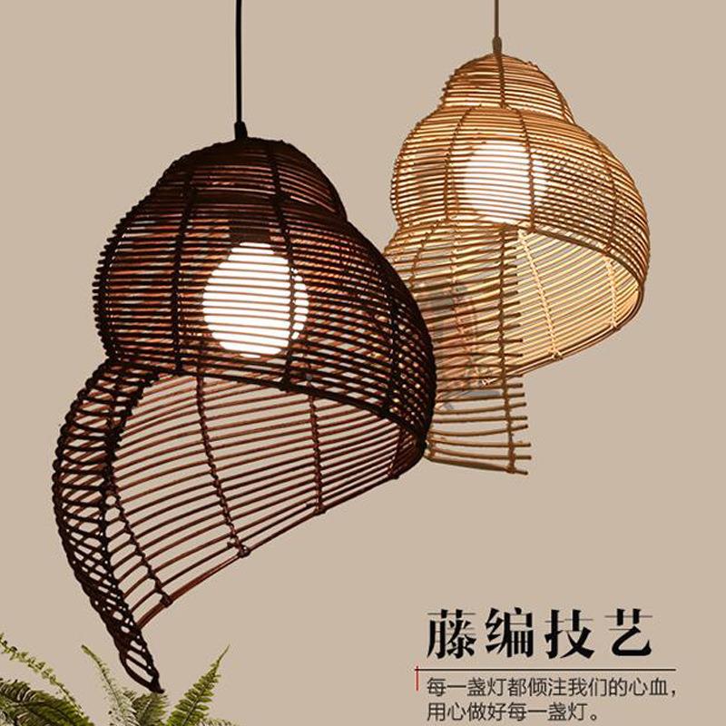 竹灯笼编吊灯古中式编仿古餐厅8141吧台灯创意个性藤东南亚艺吊复