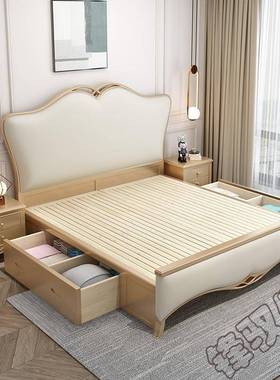 工储厂直供美式轻奢PQM主卧爱款公主床简约白色软包床高箱可床物