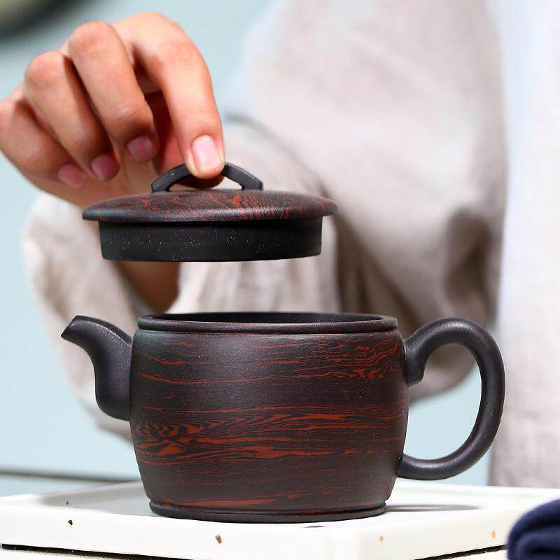 砂壶纯手工紫宜汉兴ZD-H1347名绞家款原矿陈腐老紫泥泥瓦茶壶