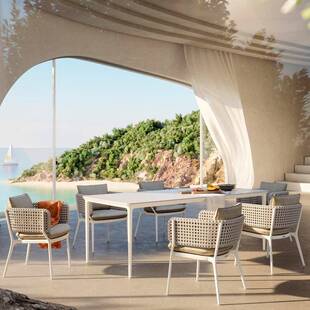 户铝外藤编t 645餐桌椅岩板木圆型型桌庭院柚阳台四六八藤椅合金