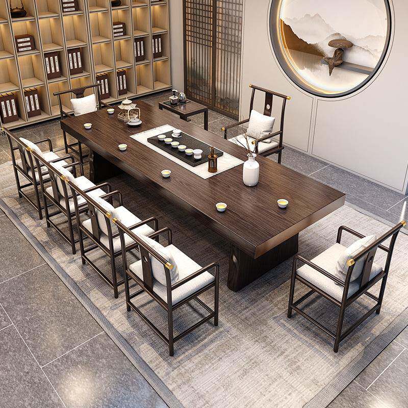 2木大无品牌/板茶桌椅组实合办公式室茶桌米长新中茶馆茶艺桌会议
