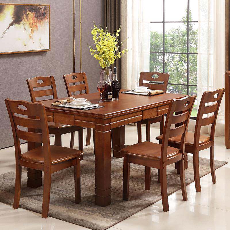 木餐桌西桌方桌餐小户实型4人6人现代中式餐厅饭5502#桌家具组椅