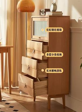 木斗柜收纳柜简约现代小户抽型卧RSI室储物柜日式家用实客厅边柜