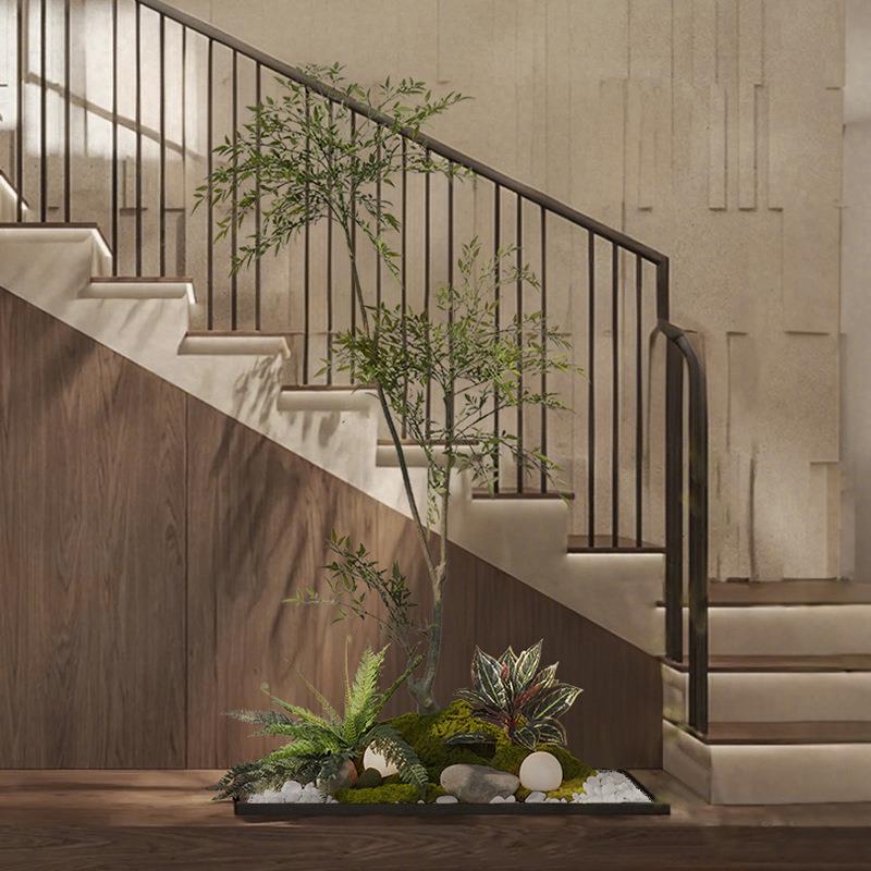 绿植橱假植物微SHP阳观造景室内窗玄关隔断台楼梯景角落软装摆件