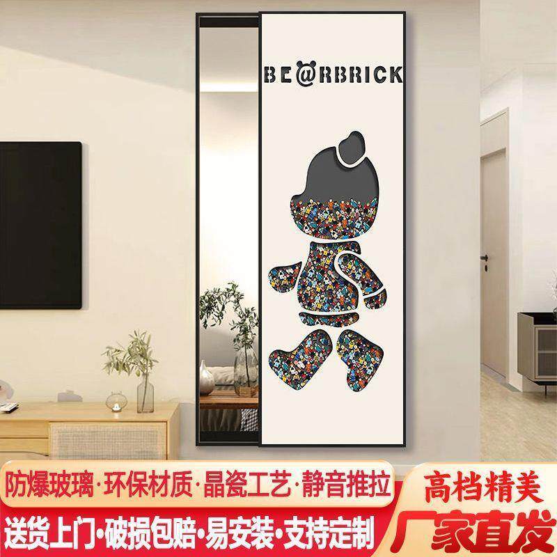 玄关装饰画身隐形GTL全镜推拉隐卧式镜子室试衣镜藏画挂墙壁穿衣