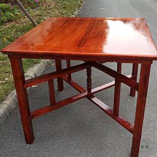 实木木胡桃色仙桌农村仿古折叠八拆卸原985正方形中式桌拜餐天公