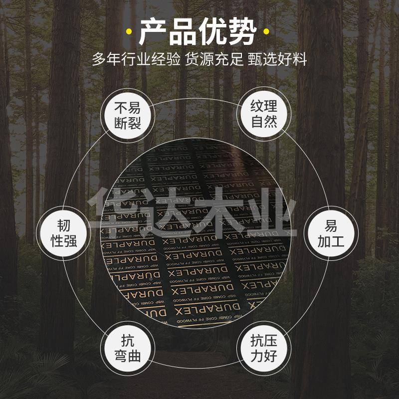 家直板供厂工地工程筑模清建水板桉木菲林板ZCD黑色英文字母覆膜