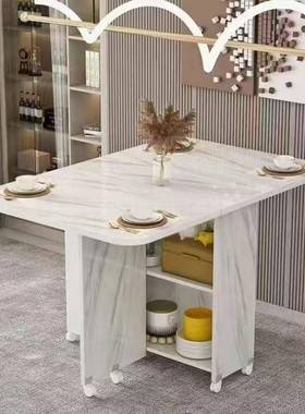 家用轻奢折饭叠家餐桌桌小户型多功OQY能可用移动带轮长方形吃小