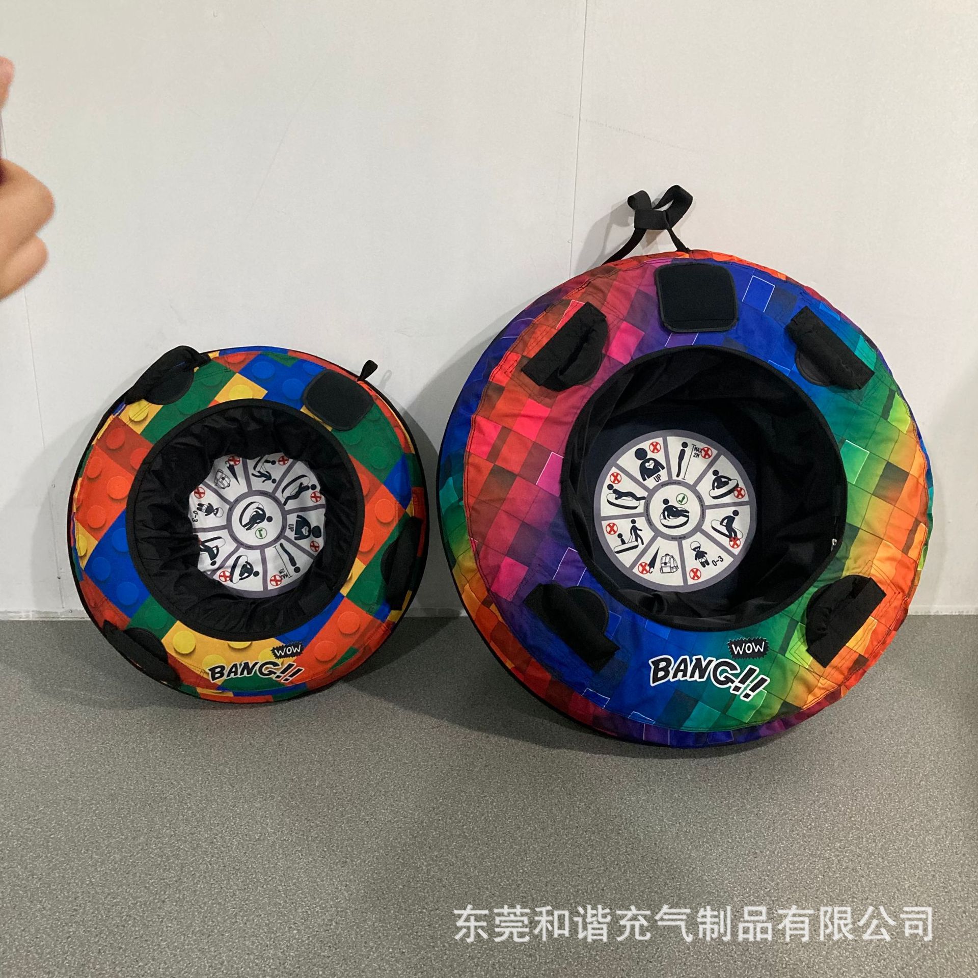 成人加厚彩虹充气滑雪圈