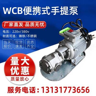 手提式wcb系列齿便轮泵不锈钢自手提泵吸0抽油泵220/3813V携手泵