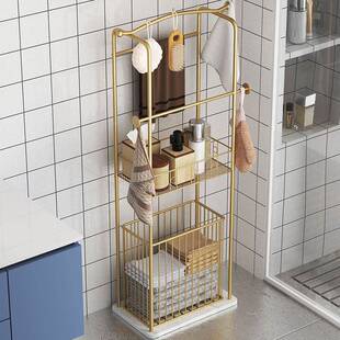 铁艺卫生间浴室浴巾边置物架AL100009落地奢岩板浴毛巾轻收纳架子