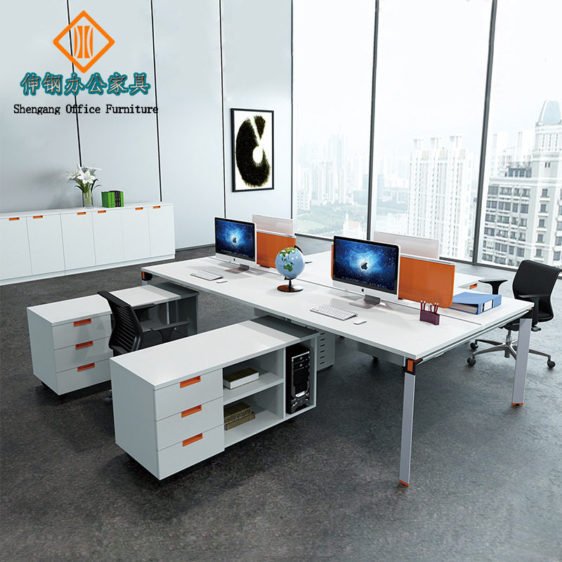 职员办公桌 简约时尚屏风隔断花型四人卡位组合 东莞办公家具
