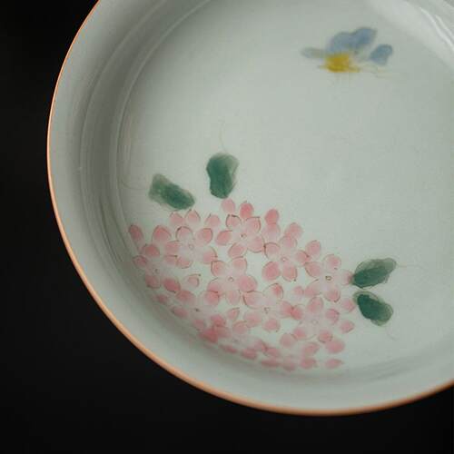 古青手绘LXY绣仿球花壶承陶瓷圆形养垫壶托干泡壶盘果盘茶台