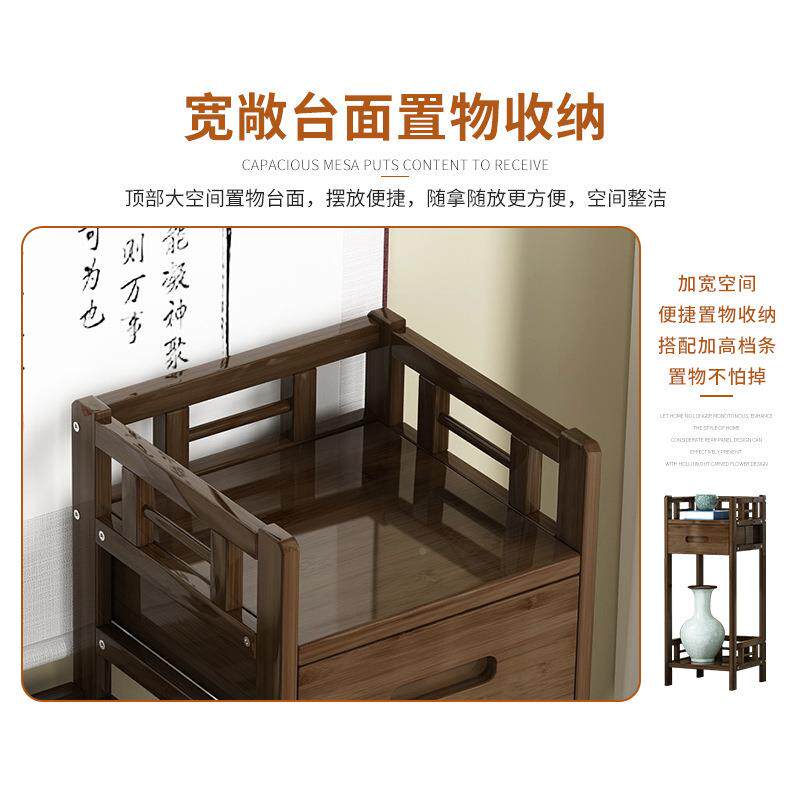 落厅置物架地茶柜餐边柜架家用隔板楠竹储物层架LL-ZWJ茶台书客架