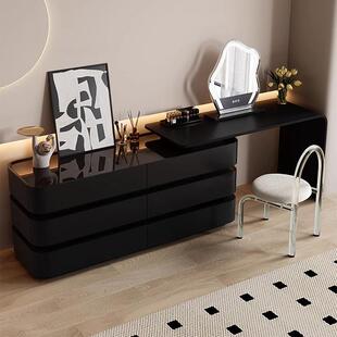 色复斗柜梳妆台一体卧室化妆古桌意式极柜简伸缩简RFB约风床尾黑