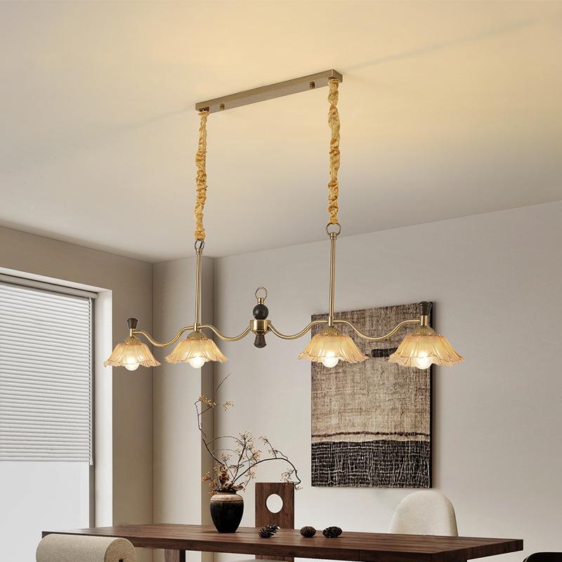 美条式餐吊灯全光谱中古厅胡桃木色YSL-3618书房客厅灯古怀复旧轻