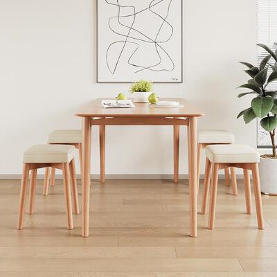 实木凳子家用奶油风餐凳可椅现轻奢叠放原木KZR凳板凳卧室化代妆