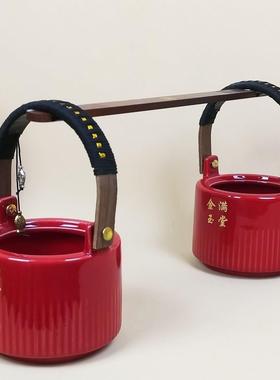 子孙结婚婚AGF庆用件品大全出嫁事摆娘家嫁妆陪嫁喜女方红色陶喜