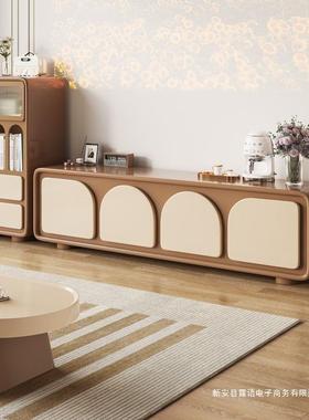 法式茶几电视柜落地高款客厅视简小户WVR型储物柜风奶油电柜约组