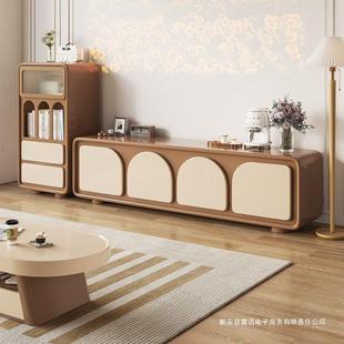 法式茶几电视柜落地高款客厅视简小户WVR型储物柜风奶油电柜约组