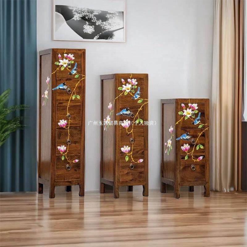 中室式实木三五斗柜樟木香彩绘床头柜四夹SEY缝柜卧收纳储物小柜,标准件/零部件/工业耗材,车间地垫,淘宝优惠券,粉丝福利购,淘宝优惠卷
