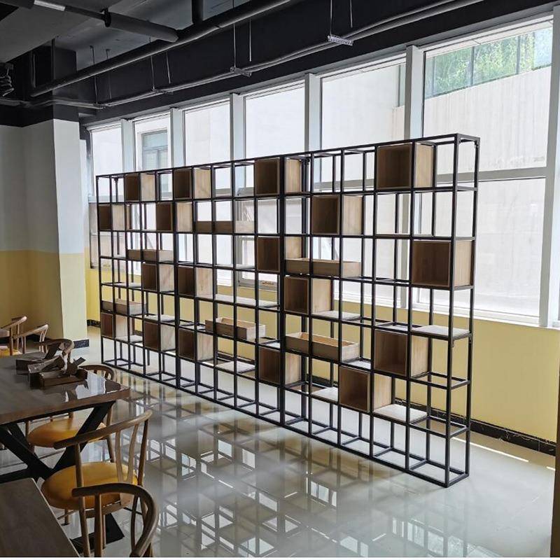 美式子工业风厅架办公室落地铁628艺屏风隔断置物多层格餐玄关装