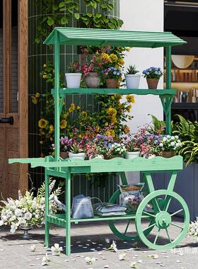 子架实置木车物架展示花店室内花10028577架创意装饰摆件超市促推