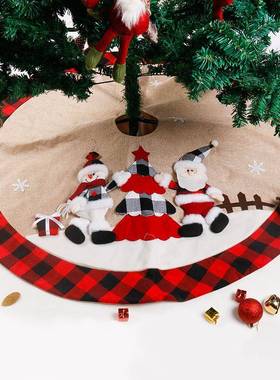 圣诞人雪人诞YX21812黑格子圣诞树裙2老025红新品圣诞节装饰圣树