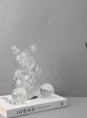 代0386轻奢水晶熊摆件样板间酒柜电视柜桌玄茶关现几客厅家居面软