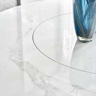 德利丰WAV岩板形餐带转盘家圆用1.3米小桌户型内嵌转旋圆桌1.5米1