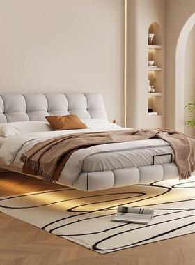 法式奶油风床悬泡芙床双人主卧婚科技布艺浮床现代VEG简约包软布