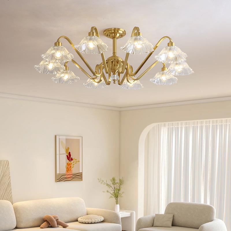 630全铜轻客约厅美式简大厅卧室餐厅灯欧式吸吊顶主卧水晶灯灯具