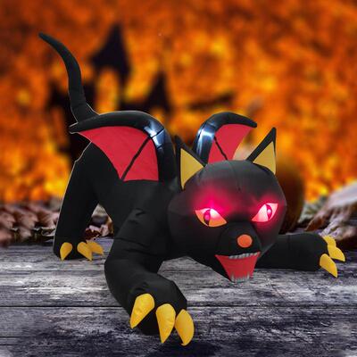 万圣6百鬼幽灵节装饰品FT左右摇头黑猫发光气模场庭院地KSZ布置摆