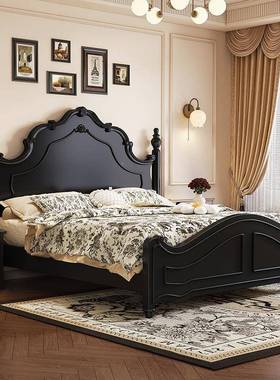 法式复古全实木床黑色公主TXH人床18米卧大床1.主双5米美式轻.奢