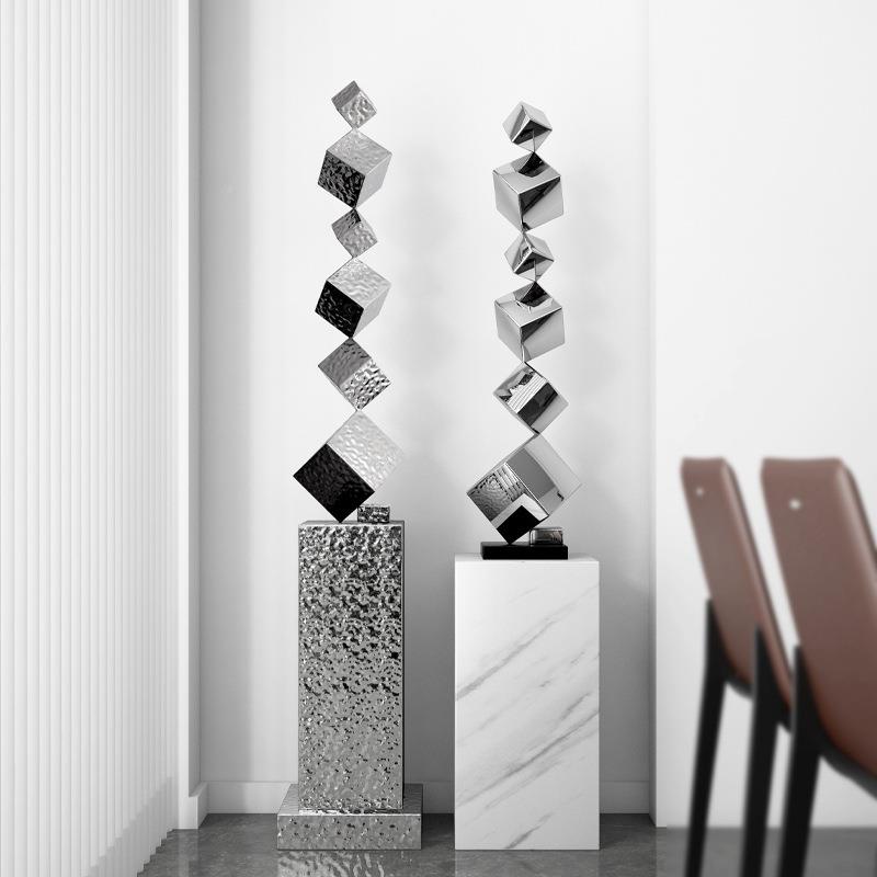 约轻奢锈钢雕塑落WRL地样板间不厅软装装客饰品酒店走廊简艺术大