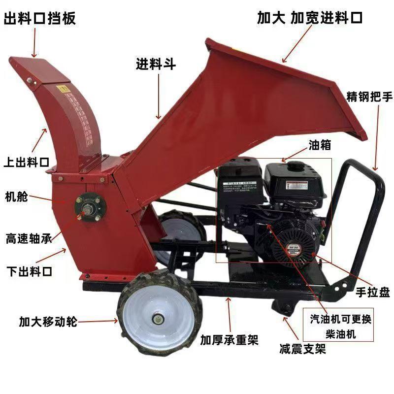 汽油柴油电力大型粉机殖果铡草秸园秆移动破碎机园养林枝条削PVK