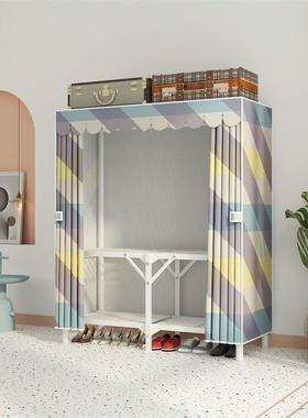 布衣柜出租房家用钢室管结耐用免安装默认项简易实折叠现卧代衣橱