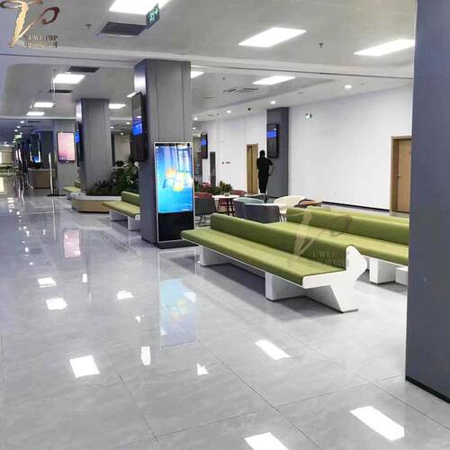 玻椅璃钢长条坐凳异形休息区等候电XRC-003行政大排椅带充软厅包