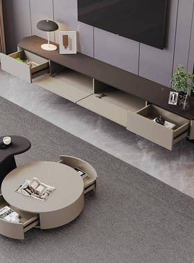 实木壁挂式悬电视柜挂墙小极简客卧室户厅型空黑色ITC地柜茶几组