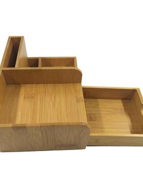 简约办公室面格多功能抽桌式创意收纳盒HS-001竹制屉收多纳配件