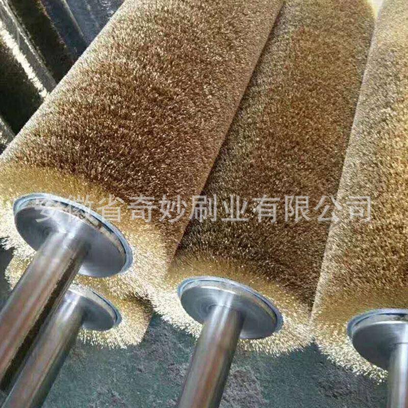 厂家供不金锈打钢丝刷辊镀铜钢丝辊属抛光磨除锈拉579丝钢丝直刷
